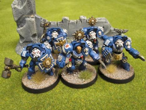 Ultramarines Terminator Assault Squad by RavensNestPainting