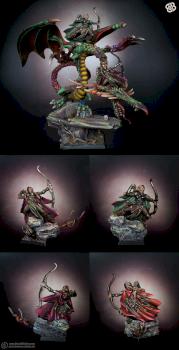 Wood Elf Dragon with Sisters of Twilight- other views by Szczurak