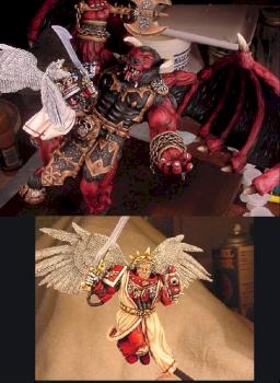 Sanguinius vs Bloodthirster Diorama by Paintingslave