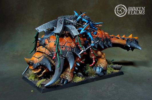 Lizardmen Bastiladon with Ark of Sotek by Awaken Realms