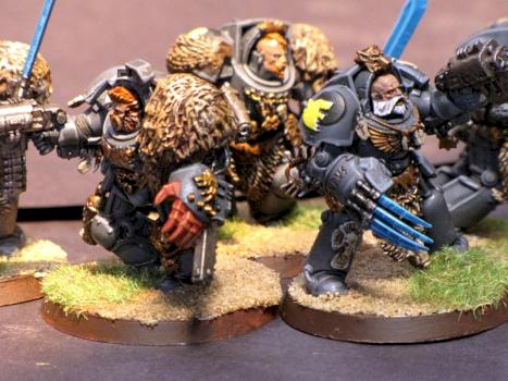 Space Wolves, 5 Wolf Guard Terminators with custom Wolf Pelts by Captain_Chronos