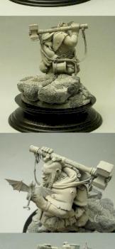Dwarf with hammer and little dragon by irina_est