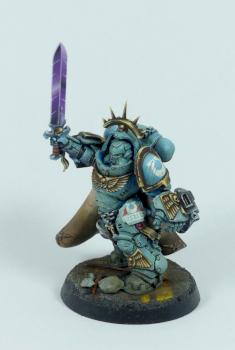 Ultramarines Captain in Mk. X Gravis by Grzechu