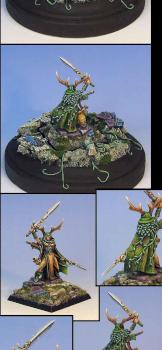 Warhammer Wood Elf Lord on Sculpted base by Celthulhu