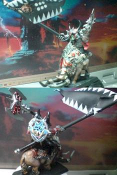 Black Orc Big Boss with War Banner Ride On Boar by tichiro