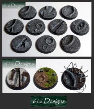 10 x 25mm round scenic crater resin bases unpainted by E616
