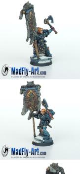 Grey Hunter with Wolf Standard by MadFlyArtStudio