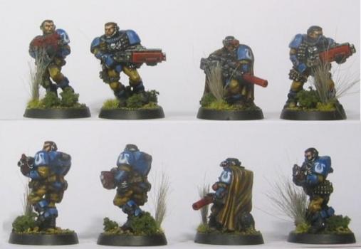 Ultramarine Space Marine Scout Squad 1 by nornicle
