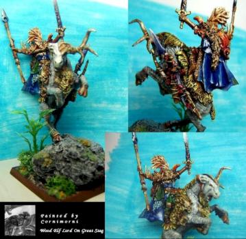 Wood Elf Lord on Great Stag by Cornimorni