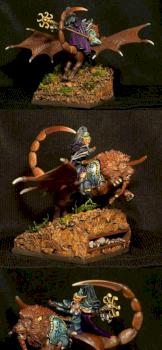 Dark elf sorceress on manticore by 8stalker8