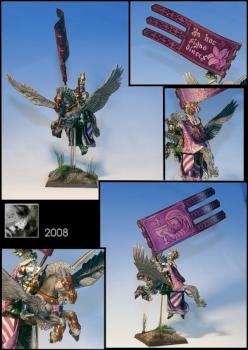 Bretonnian Standard Bearer on Pegasus by Eillyenn