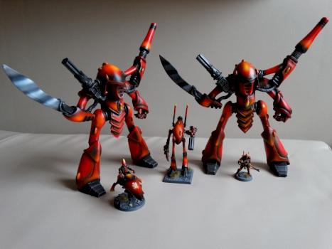 Eldar Knight s + Jetbike + Dreadnought + Guardian, design study for new Army by kharn123