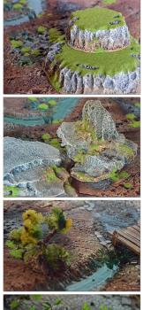 FANTASY BATTLE BLUE VILLAGE SET+ FREE MULTIPLE HILLS+ ROCKS by studiolevel
