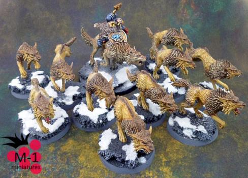 Wolf Lord and Fenrisian Wolves by malinek28