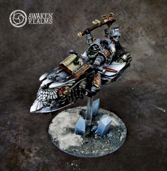 Dark Angels Ravenwing Chaplain Asmodai on Jetbike conversion by Awaken Realms