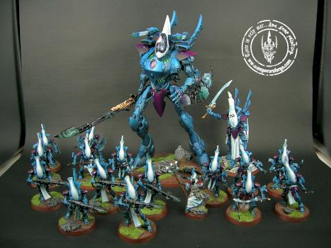 Eldar wraith host with spiritseer by RezoAmalio