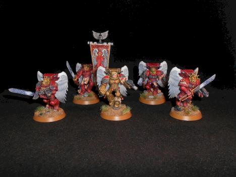 Space Marine Blood Angels Sanguinary guard squad by dhminiatures