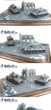 Tiger I vs M4 Sherman Diorama by MadFlyArtStudio