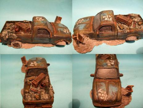 Post-Apocalypse car wreck. Debris from the old world by Byteknight