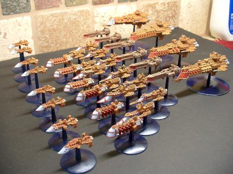 Battlefleet Gothic Imperial Transport Fleet by TyphoidGarry