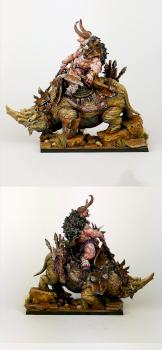 Minotaur rider on a tusk beast by Sadziu