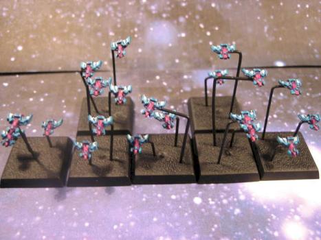Battlefleet Gothic Eldar Darkstar Fighters by scharling