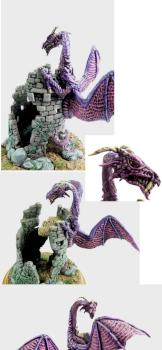 Dragon combattant sur tour en ruines by Maryse