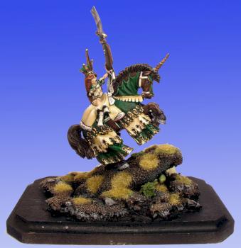 Bretonnian Enchantress on barded Unicorn by FIGURAOBSCURA
