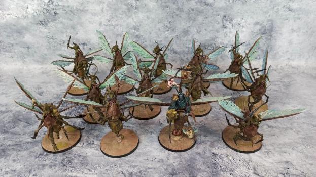 Age of Sigmar Maggotkin of Nurgle Lord of Affictions with 12 Plague Drones by biscuitkiller