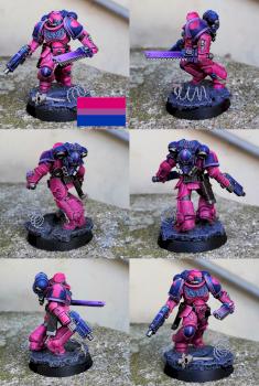 Bisexual pride color scheme Assault Space-Marine by CerberusXt