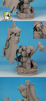 28mm / 30mm Science Fiction Knight with Banner- conversion / sculpture by Scibor