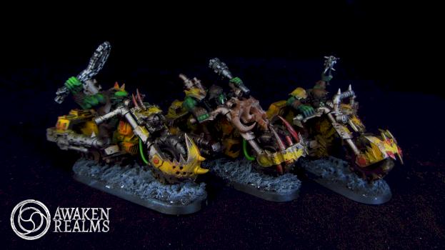 Orks Nobz on bikes by Awaken Realms