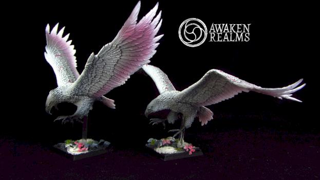 Wood Elves Giant Eagles japanese cherry blossom style by Awaken Realms