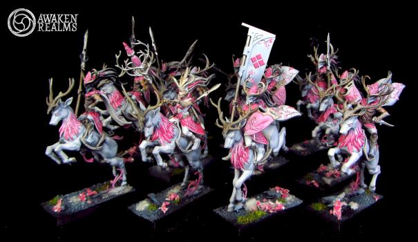 Wood Elves Wild Riders of Kurunous japanese cherry blossom style by Awaken Realms