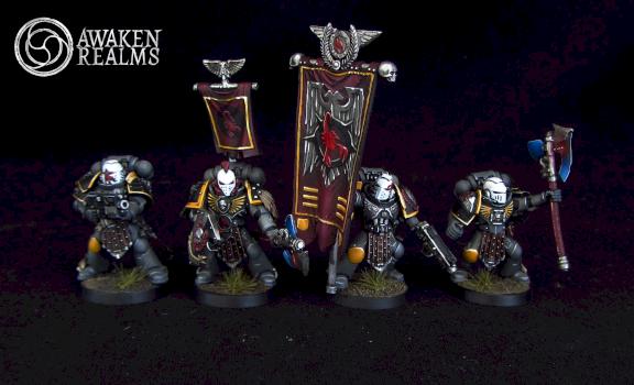 Space Marines Red Scorpions command squad by Awaken Realms