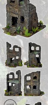 MULTIPLE RUINED BUILDING II w40k, mordheim scenery terrain by studiolevel
