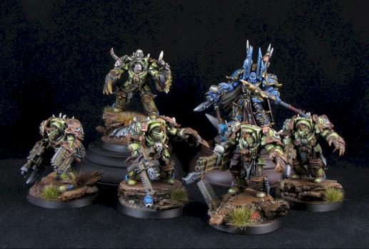 FW Nurgle Terminators and Tzeentch Sorcerer by camelson