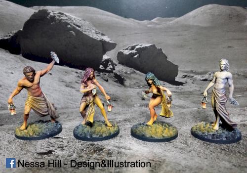 Kingdom Death Prologue survivors by NessaHillArt
