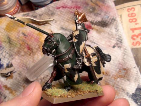 green and ivory bretonnian knight by gamingdaemon