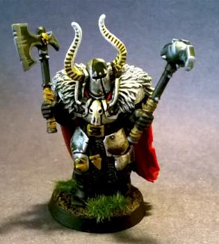 Chaos warrior with mace and hammer by mikecarrero