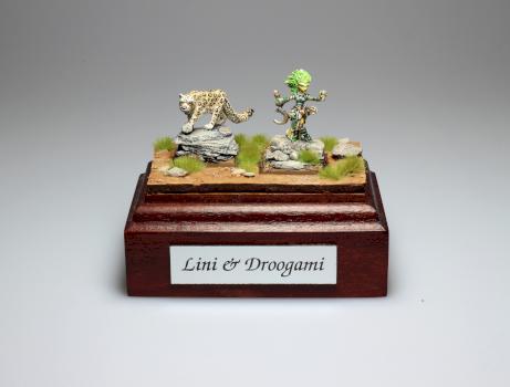 Lini, Iconic Gnome Druid and Droogami, Snow Leopard by Carole