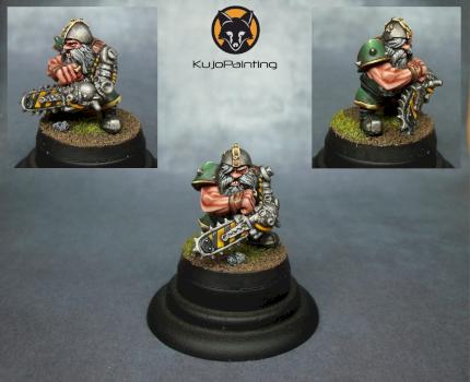 Dwarf Chainsaw wielding Bloodbowl Star Player by KujoPainting