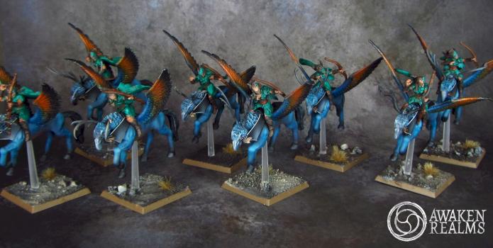 Wood Elves on custom hipogryphons (conversion) by Awaken Realms