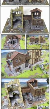 2 building with a wooden bridge by Dirk