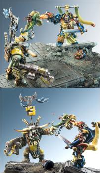 Another Bronze Golden Demon Winner - Close ups - Space Marine Captain vs Orc War by arogers907
