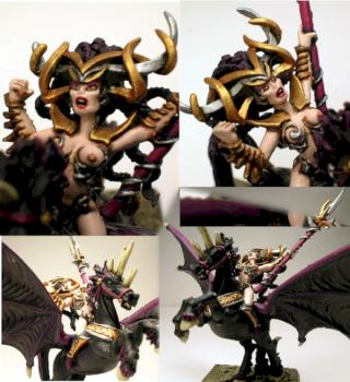 Warhammer Dark Elf Morathi on Dark Pegasus by Circe