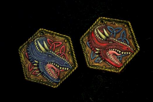 Painted Dragon Pendants commissioned by TheBigBlueTrunk.com by Leviticus