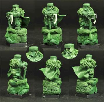 Dwarf Warrior original green stuff sculpture by Scibor