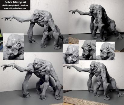 Gorilla concept sketch - plasticine by Scibor