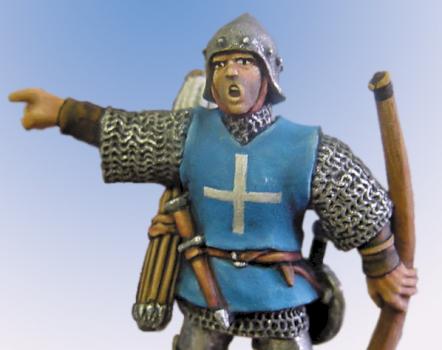 Empire Longbowman yelling. (28mm) by Kelly Baigent
